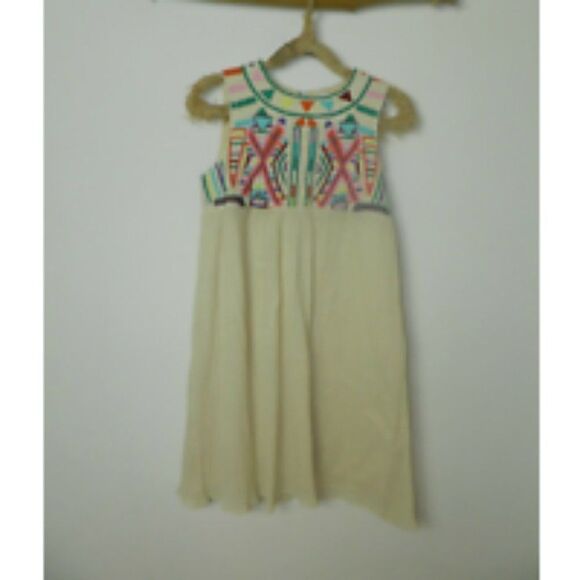 by Gryphon Anthropologie Dress Ivory Embroidered Boho Chic Dress Size Medium - Picture 5 of 9